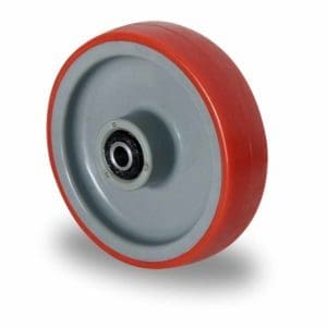 Cascoo Rad Edelstahl Polyurethan rot | 125 mm - 200 kg | Rollenlager