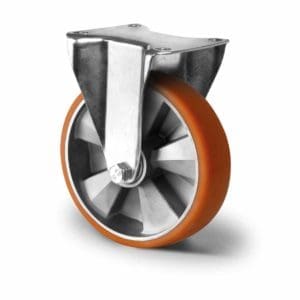 Cascoo Bockrolle Schwerlast Polyurethan braun | 200 mm - 700 kg | Doppel-Kugellager