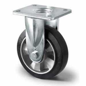Cascoo Bockrolle Schwerlast Gummi schwarz | 160 mm - 400 kg | Doppel-Kugellager