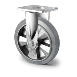 Cascoo Bockrolle Schwerlast Gummi grau | 200 mm - 500 kg | Doppel-Kugellager