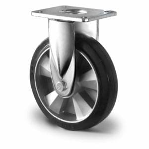 Cascoo Bockrolle Schwerlast Gummi schwarz | 200 mm - 500 kg | Doppel-Kugellager